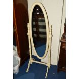 A PAINTED OVAL CHEVAL MIRROR