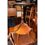 A VICTORIAN PINE SQUARE TABLE, with hinged lid, a Georgian tripod table and teak occasional table (