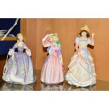 THREE ROYAL DOULTON FIGURES, 'Nicola' HN2839, 'Sharon 1994' HN3603 and 'Miss Demure' HN1402 (3)