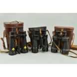 THREE PAIRS OF MILITARY ISSUE BINOCULARS, as follows, Barr & Stroud British patents 1940, black in a