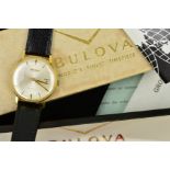 A MID TO LATE 20TH CENTURY GENT'S BULOVA WRISTWATCH, round case with silvered dial, date window at