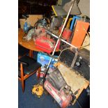 A BLACK & DECKER CIRCULAR SAW, a Makita sander, Clarke jumbo air compressor, a insecticide