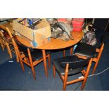 A MODERN DROP-LEAF DINING TABLE, and four chairs (5)