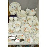 AYNSLEY 'COTTAGE GARDEN' TEA WARES, to include cups, saucers, plates, strawberry baskets and