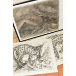 ALEXIS HUNTER (NEW ZEALAND 1948-2014), three charcoal on paper studies of mythical beasts, all