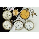 TWO SILVER POCKET WATCHES, a John Forrest Railway pocket watch and two further pocket watches, two