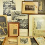 A NUMBER OF FRAMED ITEMS OF MILITARY INTEREST, to include newspaper cutting, certificate of service,
