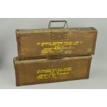 TWO LARGE WOODEN BOXES STAMPED R.A.S.C. SUPS, WWII era or later for the storage of individual insect