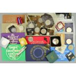 A SMALL AMOUNT OF COINS, year sets, to include a silver proof Queen Mother Crown 1980, 1951 Festival