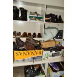 FIVE BOXES AND LOOSE NEW AND USED SHOES, BOOTS AND TRAINERS, to include Puma, Converse, Adidas,