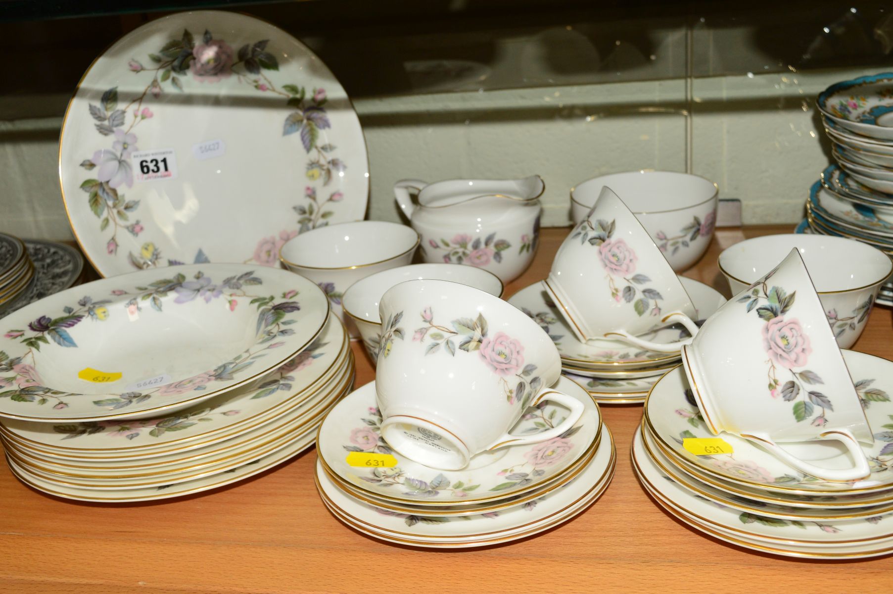 ROYAL WORCESTER 'JUNE GARLAND' TEAWARES, to include cake plate, six cups (one hairline), seven
