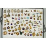 A LARGE GLAZED 'RIKER' MOUNT FRAME CONTAINING A LARGE COLLECTION OF MILITARY INTEREST, Sweetheart