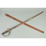 AN 1895 PATTERN BRITISH INFANTRY/ARTILLERY OFFICERS DRESS SWORD, complete with leather/metal