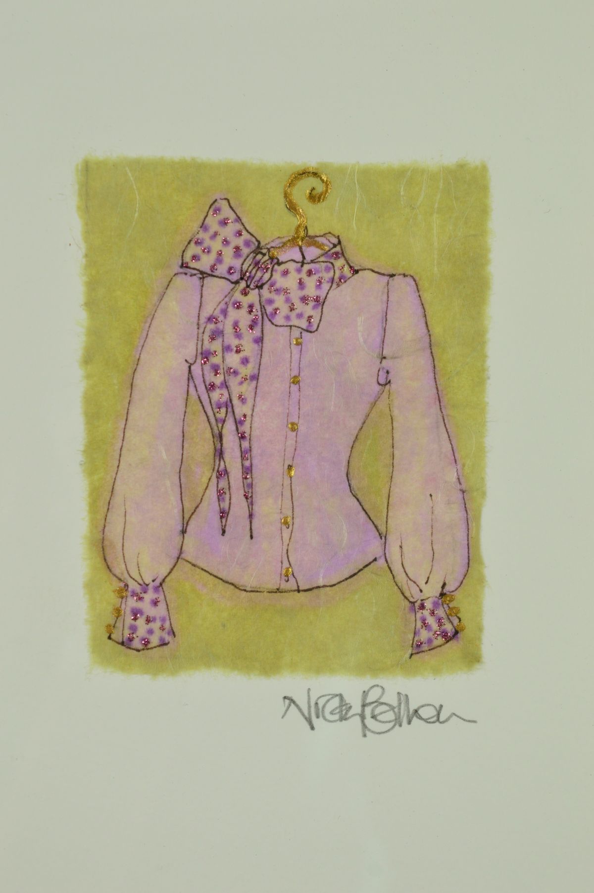 NICKY BELTON (BRITISH CONTEMPORARY), a pair of mixed media works of art depicting ladies fashion, - Image 3 of 3