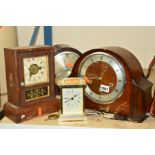 TWO WESTMINSTER CHIMES MANTEL CLOCKS, (both with pendulums only), another mantel clock (P only)