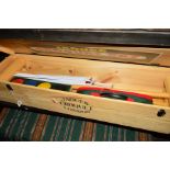 A PINE BOXED JAQUES CROQUET SET