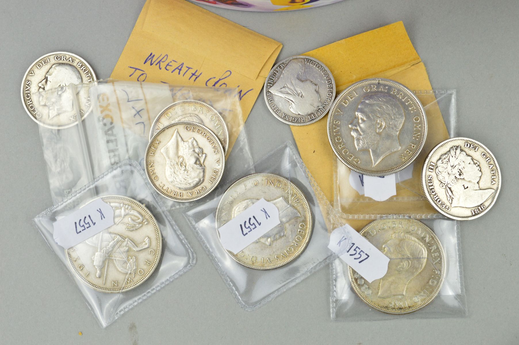 TWO BOXES OF MIXED COINS AND COMMEMORATIVES, to include a 1929 Wreath Crown 1935 (slight knock at 12 - Image 5 of 5
