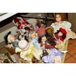 TWO BOXES OF VARIOUS COLLECTORS DOLLS, to include porcelain headed doll with three-sided head, '