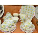 SHELLEY 'PRIMROSE CHINTZ' TEAWARES, No13587, comprising milk jug, cake plate, six cups (two