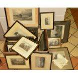 A BOX OF VICTORIAN TOPOGRAPHICAL PRINTS, framed and glazed