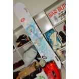 A BURTON 57 TWIN SNOWBOARD, a pair of Nordica NS701 snowboots, a pair of Crane Sports large