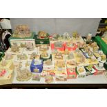 A COLLECTION OF LILLIPUT LANE SCULPTURES, mostly boxed with deeds, to include 'The Kings Arms', (