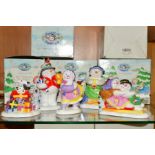 FIVE BOXED ROYAL DOULTON FROSTY FAMILY FIGURES, 'Mr Frosty's Special Gift', FF1, 'Mrs Frosty's