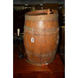 A 20TH CENTURY OAK AND COPPERED KEG BARREL, (s.d.)