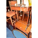 AN OAK SIDE TABLE, an Edwardian mahogany side table with single drawer, a single oak chair and a