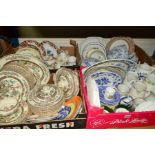 FOUR BOXES OF CERAMIC TABLEWARES to include an Alfred Meakin Bengal Tree part dinner service,