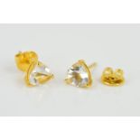 A MODERN PAIR OF ROCK CRYSTAL STUD EARRINGS, a triangular cut rock crystal measuring approximately