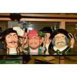 FIVE LARGE ROYAL DOULTON CHARACTER JUGS, 'Athos' D6439 (seconds), 'The Lumberjack' D6610, 'The