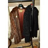 A LADIES ASTRAKAN COAT together with a pieced mink coat (2)