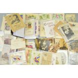 A BOX CONTAINING A LARGE NUMBER OF MILITARY INTEREST POSTCARDS, PHOTOGRAPHS COVERING WWI/WWII AND