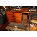 AN EARLY 20TH CENTURY OAK ENGINEERS CHEST, the fall front door revealing three drawers and an open