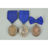 THREE WWII 3RD REICH RAD SERVICE MEDALS, Mens bronze (4 years), silver (12 years) awards with normal