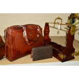 'THE BRIDGE' BROWN LEATHER BAG, (handles distressed) together with a Kruger Park leather purse and a