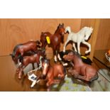 SIX BESWICK FOALS, small, stretched (facing right), No815, two lying No915, grazing No946, Black