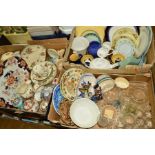 THREE BOXES OF CERAMICS, GLASS, etc, to include Doulton 'Old Leeds Sprays', Noritake, Wedgwood '