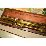 A LATE 19TH CENTURY DOLLOND OF LONDON BRASS LIBRARY TELESCOPE, bears name to end of main body,