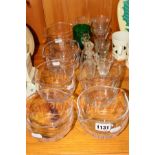 A SMALL GROUP OF GLASSWARES, to include six Georgian bottle/wine glass cooler bowls, Victorian and