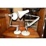 TWO WHITE ANGLE POISE DESK LAMPS, (2)