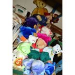 TWO BOXES OF MODERN TEDDY BEARS AND TY BEANIE BEARS ETC, to include a Deans Collectors Club bear