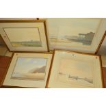 GODREY SAYERS (BRITISH CONTEMPORARY), four watercolours depicting Norfolk coastal scenes, all