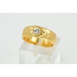 A VICTORIAN 18CT GOLD SINGLE STONE DIAMOND RING, this ring has a later replacement diamond, modern