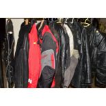 TEN LEATHER AND FABRIC MOTORCYCLE JACKETS, including Targa, Alpine Star, RST and a Nice leather