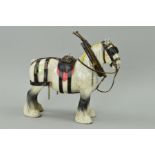 A BESWICK SHIRE MARE, harnessed, No818, grey