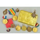 A 1914 PRINCESS MARY TIN, containing a 1914-15 Star and Victory medal named to 1492 Pte. F. Walton