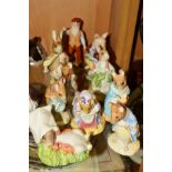 TEN ROYAL ALBERT BEATRIX POTTER FIGURES, 'Mr McGregor', 'Benjamin Ate a Lettuce Leaf', 'Pigling Eats