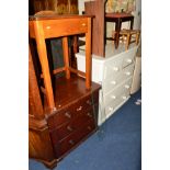 A VICTORIAN WHITE PAINTED PINE CHEST OF TWO SHORT AND THREE LONG DRAWERS, width 98cm x depth 45cm